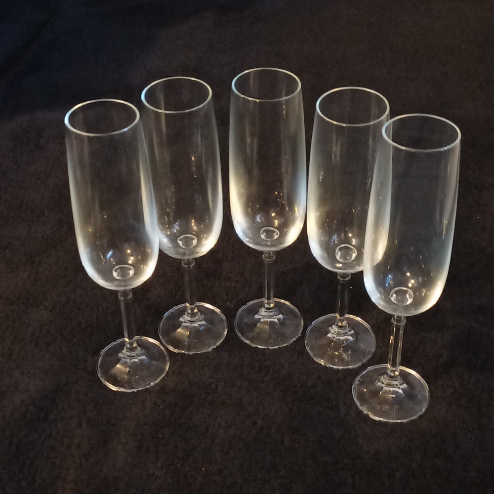 Vintage Lead Crystal Champagne Glass Stemware Set of 5